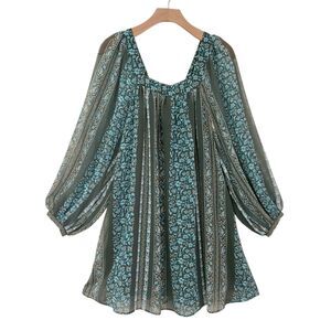 Anthropologie Green Floral Tunic